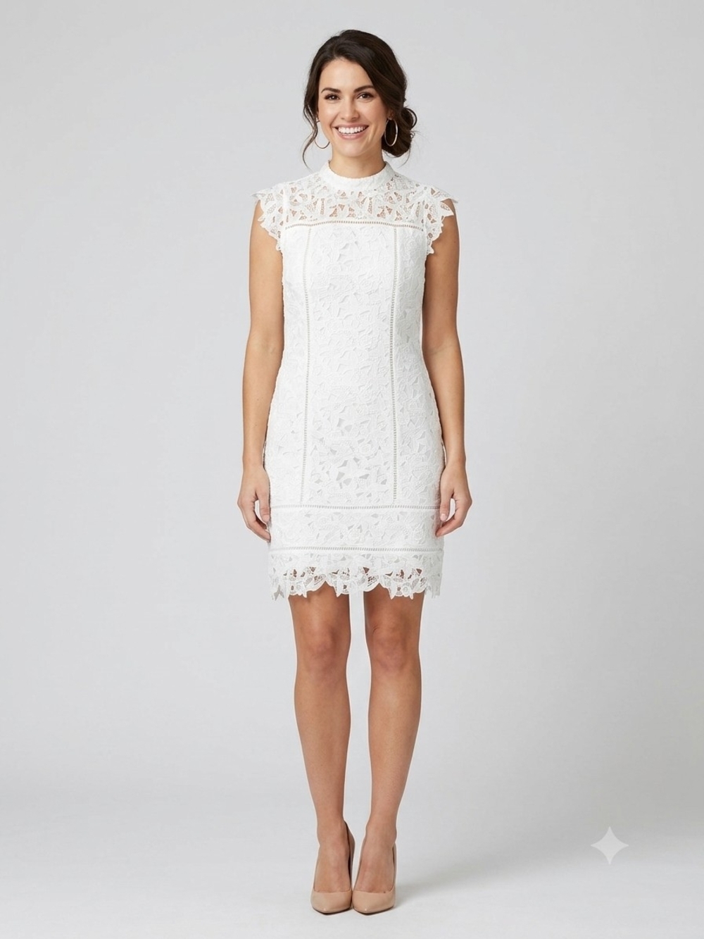 Vineyard Vines White Lace Cap Sleeve Mini Dress